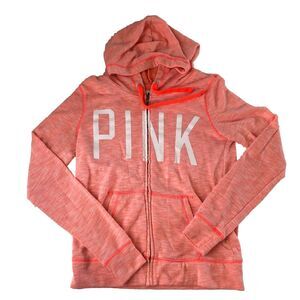 PINK Victoria’s Secret Zip Up Hoodie With Pockets Orange Size XS
